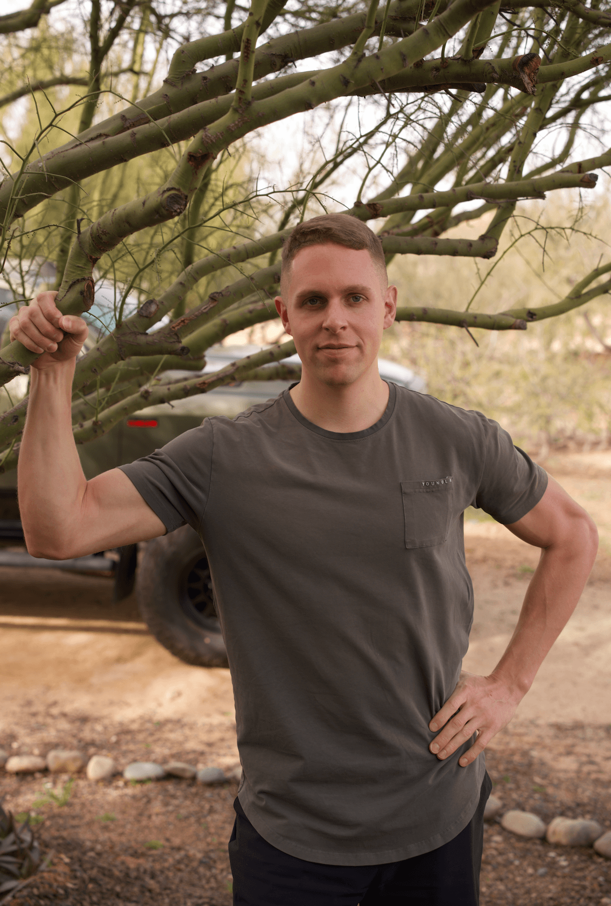 Ross Hoffman leading men's breathwork and grounding session in Scottsdale